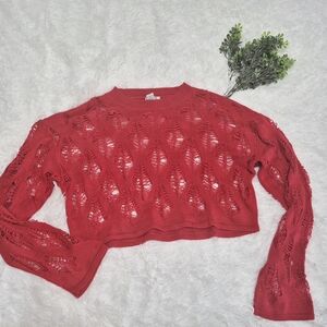 RUE21 Red Cropped Knit Sweater XS